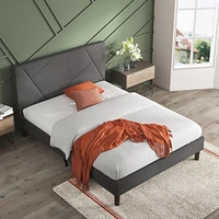 Zinus Judy Cadre de lit plate-forme rembourré / Sommier à matelas / Support de lattes en bois / Pas besoin de sommier / Facilité d'assemblage