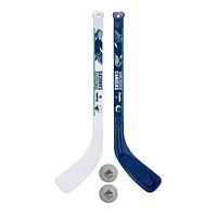 Franklin Sports NHL Ensemble de bâton de hockey miniature pour joueur des Canucks de Vancouver, 2 bâtons and 2 balles