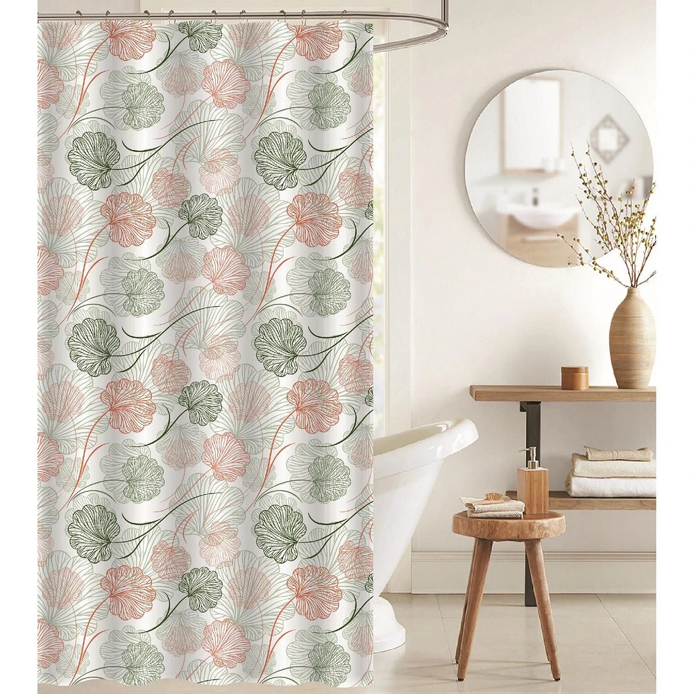 IH Casa Decor Peva Douche Rideau Avec 12 Crochets De Polyresin Floral Vaporeux