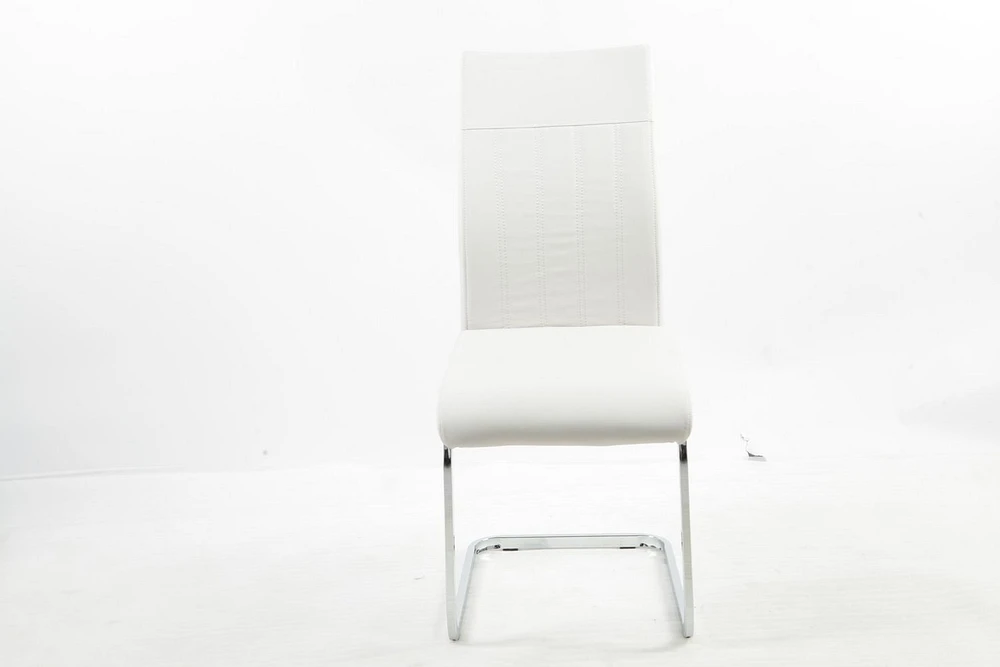 Aerys Robin Dining chair with chrome base in White PU(Set of 4)