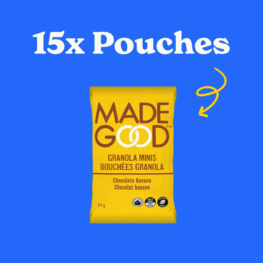 MadeGood Chocolate Banana Granola Minis 15pk, 15 x 24 g