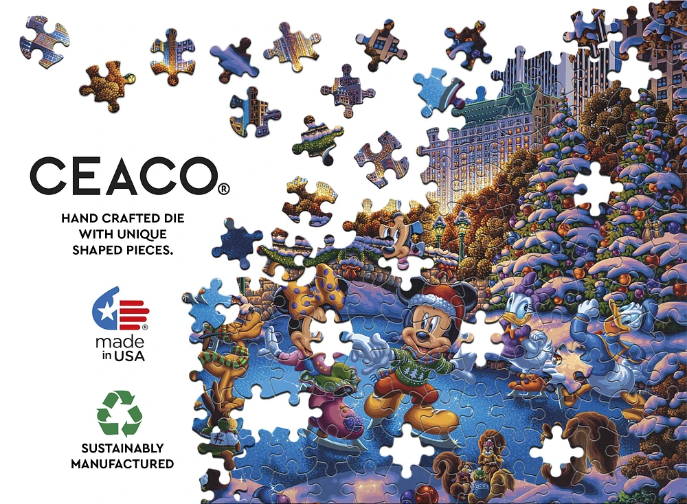 Ceaco Mickey and Friends Skating in Central Park 1500-Piece Interlocking Jigsaw Puzzle