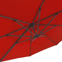 CorLiving Auvent en tissu durable de 11,5 pi avec titre décalé et parasol rotatif de luxe avec cadre en aluminium pour terrasse, jardin et plus encore