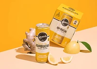 Organic, No Sugar, Raw and Unpasteurized, Naturally Caffeinated Remedy Kombucha Ginger Lemon 4PK, 4x355 ML