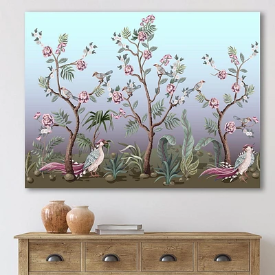 Designart Chinoiserie Aux Oiseaux Et Pivoines II Art mural sur toile
