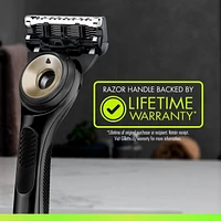 GilletteLabs with Exfoliating Bar Shaving Razor for Men, Black & Gold Edition, 1 Handle, 4 Blade Refills, 1 Magnetic Shower Hanger, 1CT