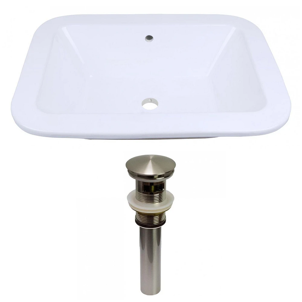 American Imaginations 21.75-in. W Undermount White Bathroom Vessel Sink Set For Wall Mount Drilling AI-31570