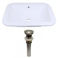 American Imaginations 21.75-in. W Undermount White Bathroom Vessel Sink Set For Wall Mount Drilling AI-31570