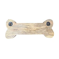 Forme D'Os En Bois Avec 2 Crochets En Laiton Naturels