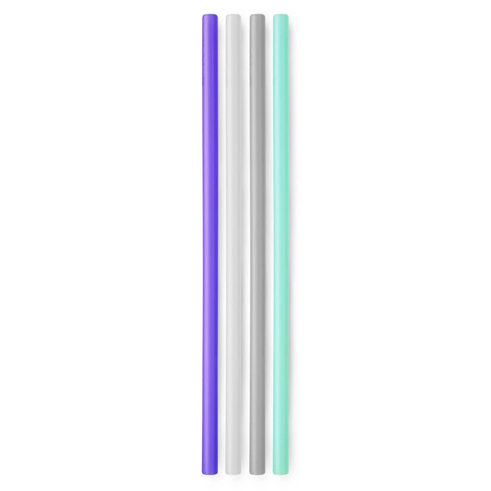 Pailles extra longues GoSili, paquet de 4 Mer/Brouillard/Givre/Violet