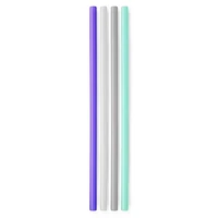 Pailles extra longues GoSili, paquet de 4 Mer/Brouillard/Givre/Violet