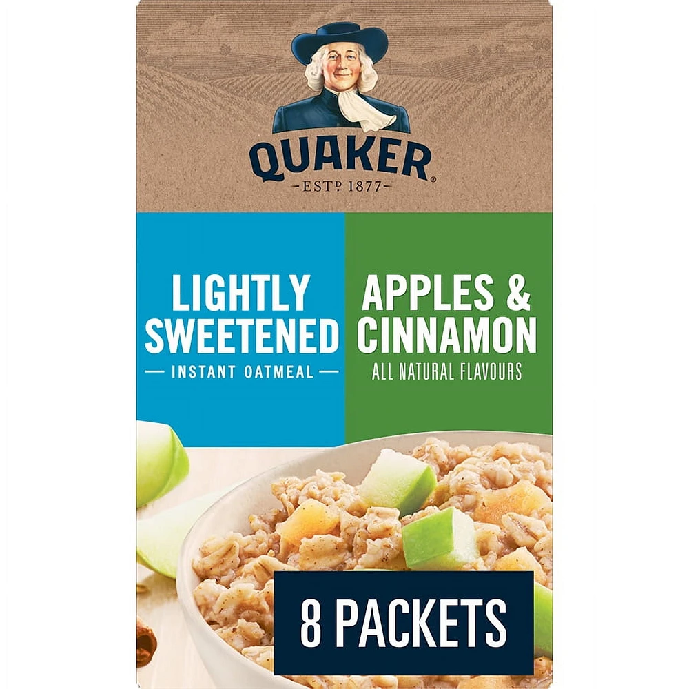 Quaker Lightly Sweetened Apples & Cinnamon Instant Oatmeal, 232g