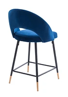 Tabouret en velours avec pieds en métal noir