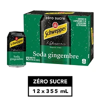 Schweppes Ginger Ale Zero Sugar, 12 x 355 mL cans, 12x355mL