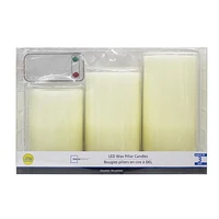 Mainstays Bougies piliers en cire à DEL avec télécommande, non parfumé,