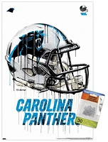 NFL Carolina Panthers - Drip Helmet 20 Wall Poster, 22.375" x 34" Framed