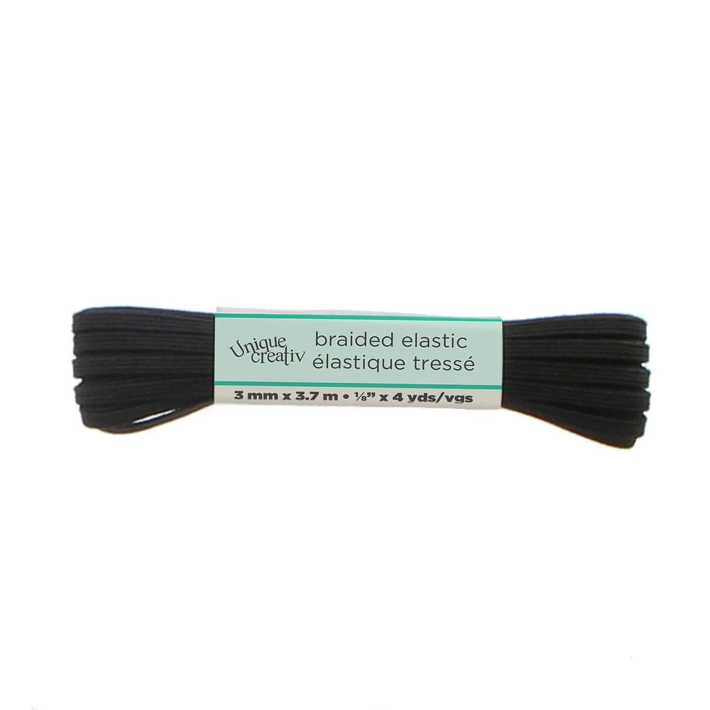 Unique Creativ Black Braided Elastic, Black
