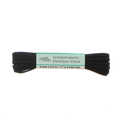 Unique Creativ Black Braided Elastic, Black