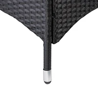 CorLiving Parksville Ensemble de salle à manger de patio 5 pièces en osier de résine noire et en acier avec table carrée à plateau en verre et 4 chaises avec coussins gris