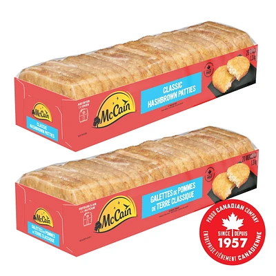 Galettes de pommes de terre classiques McCainᴹᴰ, Fabriqué au Canada à partir d'ingrédients canadiens et importés Paquet de 20
