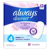 Culottes pour peau sensible Always Discreet, absorption maximale, quatre fois la protection de la peau, testées sous contrôle dermatologique, taille G, sans parfum, 24culottes 24CT
