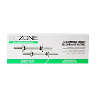 GoZone Standard 14" Dumbbell Handles – Threaded Ends – Silver, Includes 2 dumbbell handles