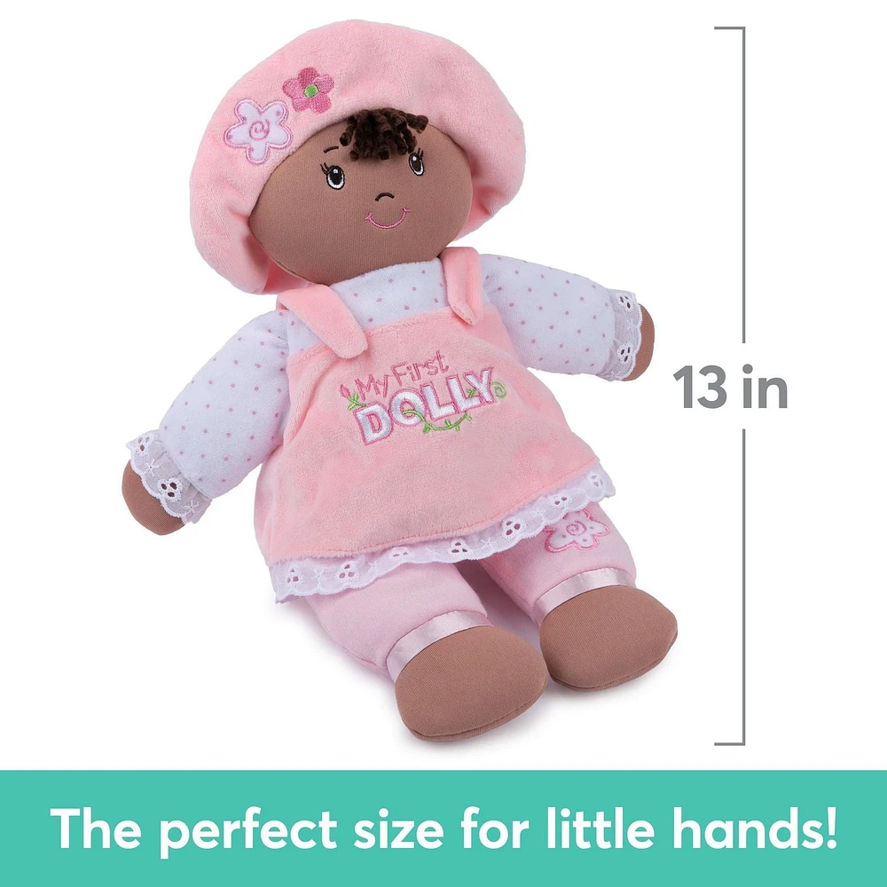 Baby GUND My First Dolly, Poupée en peluche pour bébés et tout-petits, rose/blanc, 33 cm