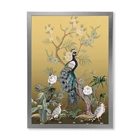 Designart Chinoiserie With Birds and Peonies VI Framed Wall Art