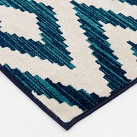Tapis tissé crème et bleu saphir Tropiana