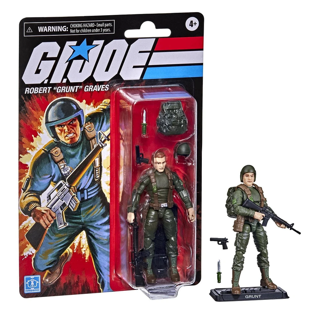 G.I. Joe Retro Robert “Grunt” Graves Toy 3.75-Inch-Scale Collectible Action Figure with Multiple Accessories, Toys for Kids Ages 4 and Up
