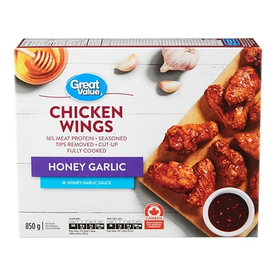 Ailes de poulet surgelées Great Value miel et ail 850 g