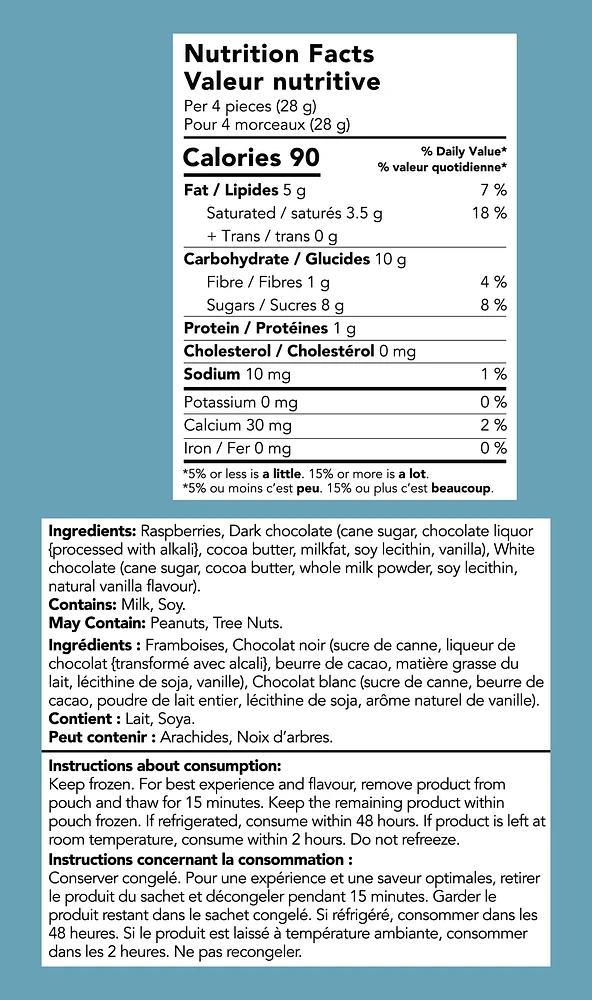 TruFru Frozen Rasperries in White & Dark Chocolate 6oz, TruFru Nature's Raspberries Frozen Fresh in White & Dark Chocolate