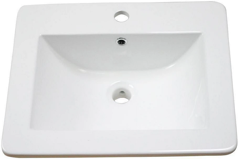 American Imaginations AI-32861 21 pouces W 18,5 pouces Dessus en céramique de D dans la couleur blanche pour le robinet de 1 trou