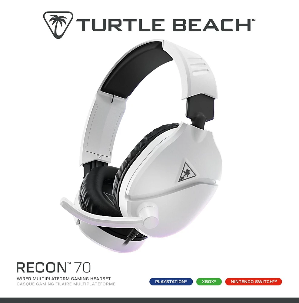 Turtle Beach® Recon 70 White PS5™ & PS4™ | Xbox Series X|S & Xbox One | Nintendo Switch™ | PC, Uni