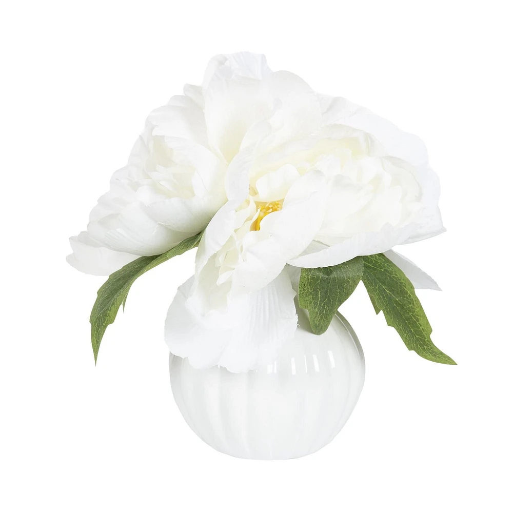 Enola Peonies in Ceramic Pot, 7.5"H x 4"Diameter