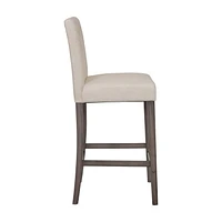Tabourets de bar rembourrés en tissu CorLiving Leila avec pieds en bois - Tabouret de bar avec dossier capitonné, chaise de bar haute parfaite pour la cuisine ou le bar