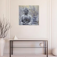 Toile À Imprimé En Feuille Art Mural Méditant Bouddha