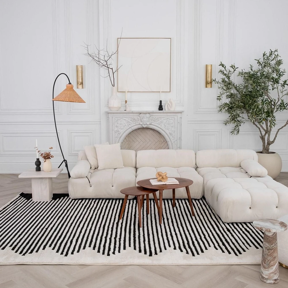 Rug Branch Domus Abstract Indoor Area Rug, Cream Black, Modern - Living Room, Bedroom, Dining Room