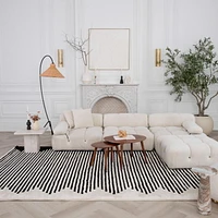 Rug Branch Domus Abstract Indoor Area Rug, Cream Black, Modern - Living Room, Bedroom, Dining Room