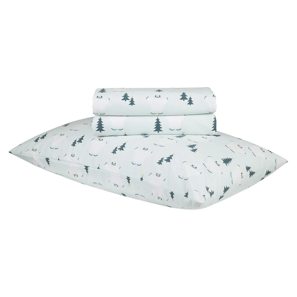 Ensemble de draps en flanelle des Fêtes botanique