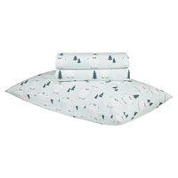 Ensemble de draps en flanelle des Fêtes botanique