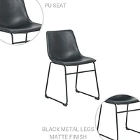 Modern Ani Armless Dining Chairs in Black PU Leather – Upholstered, Sleek Mid-Century Design, Sturdy Build Set of 4