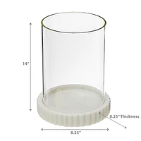 Bougeoir En Verre Avec Base En Marbre Blanc