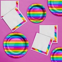 Kit d'assiettes en papier et de serviettes en papier d’aluminium couleurs arc-en-ciel Kit de fête en papier couleurs arc-en-ciel