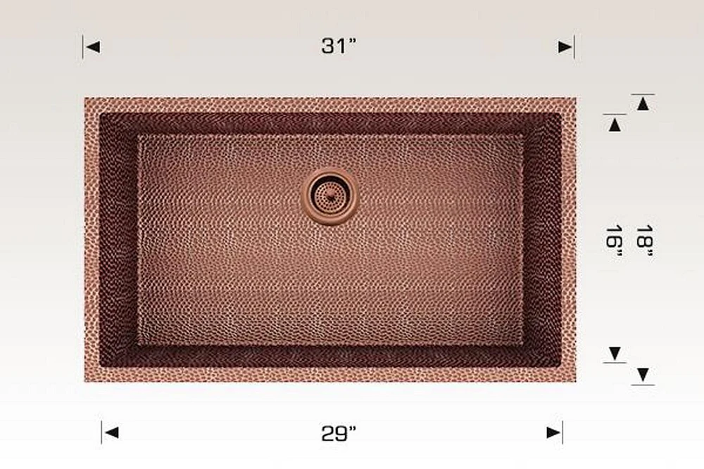 American Imaginations AI-29186 27 pouces Évier de cuisine en cuivre rose approuvé par W CSA avec finition en cuivre et calibre 16