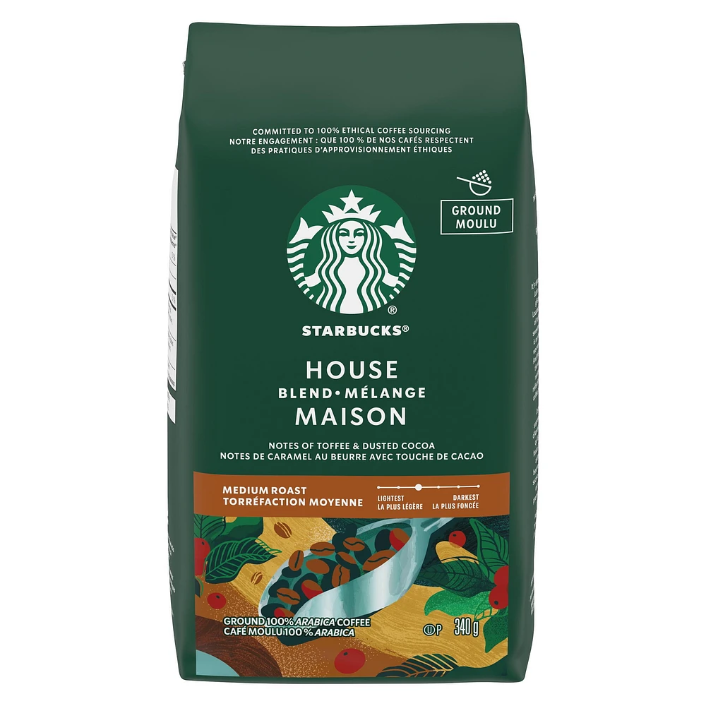 STARBUCKS House Blend Medium Roast Ground Coffee, 340g