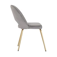 Take Me Home Alice Velvet Dining Chair, Gray seat and Gold Legs.