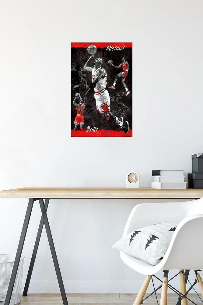 Michael Jordan - Sketch Wall Poster, 22.375" x 34" Framed