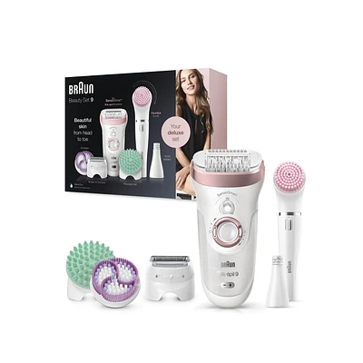 Braun Silk-épil Beauty Set 9 9-985 Deluxe 7-En-1 Sans Fil, Wet & Dry, Épilateur Électrique, Rasoir, Exfoliation, Nettoyage Pour Visage Et Corps