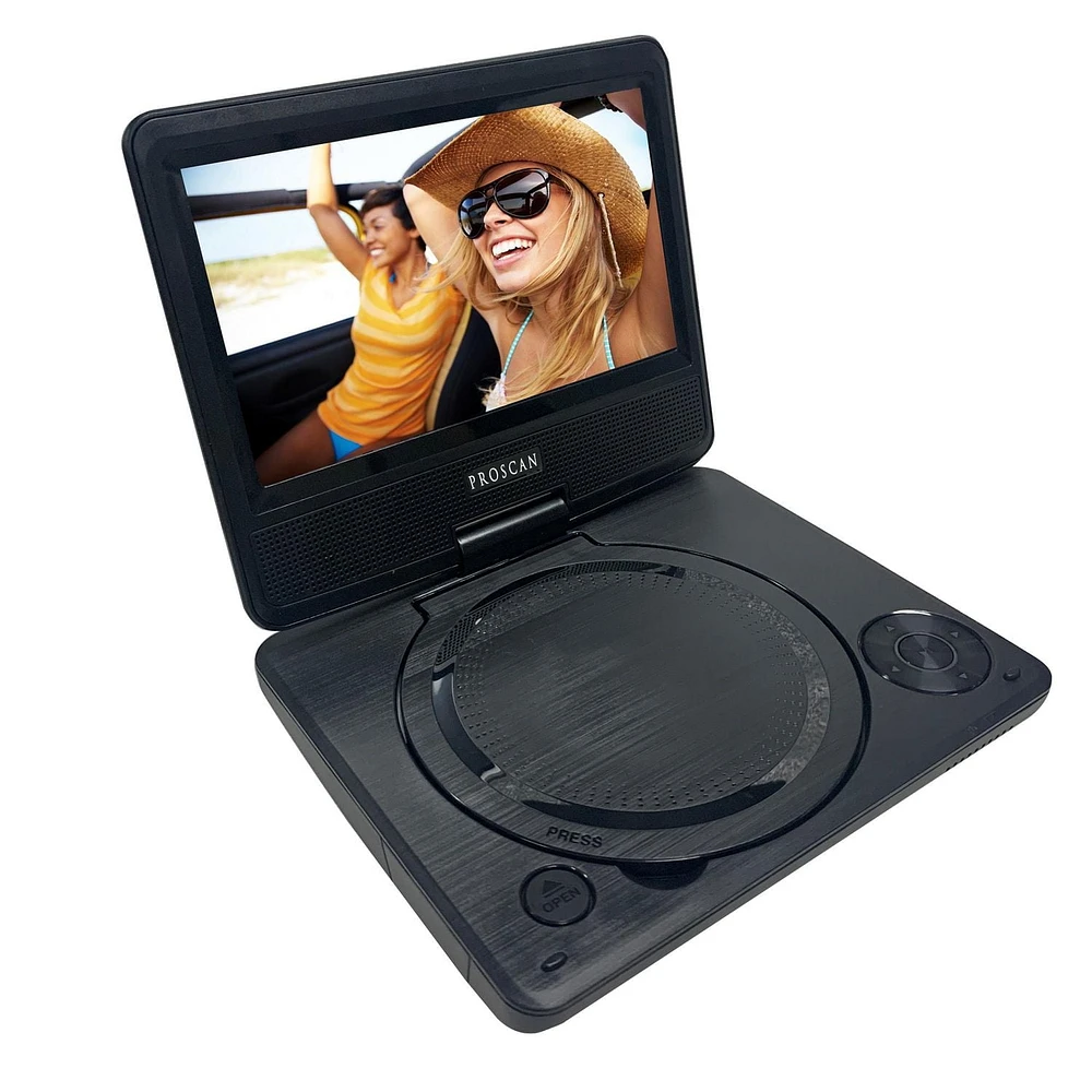 Proscan 7-in Swivel Screen Portable DVD & Media Player - Black